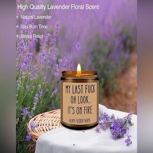 Humorous saying candle